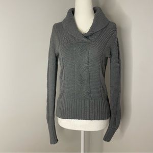 Lacoste Sweater Womens XS/S Gray Cable Knit Shawl Collar Pullover Size 36